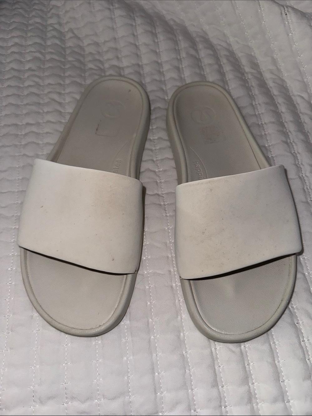 LuLuLemon White Slide Sandals - Minimal Slip-On Comfort
